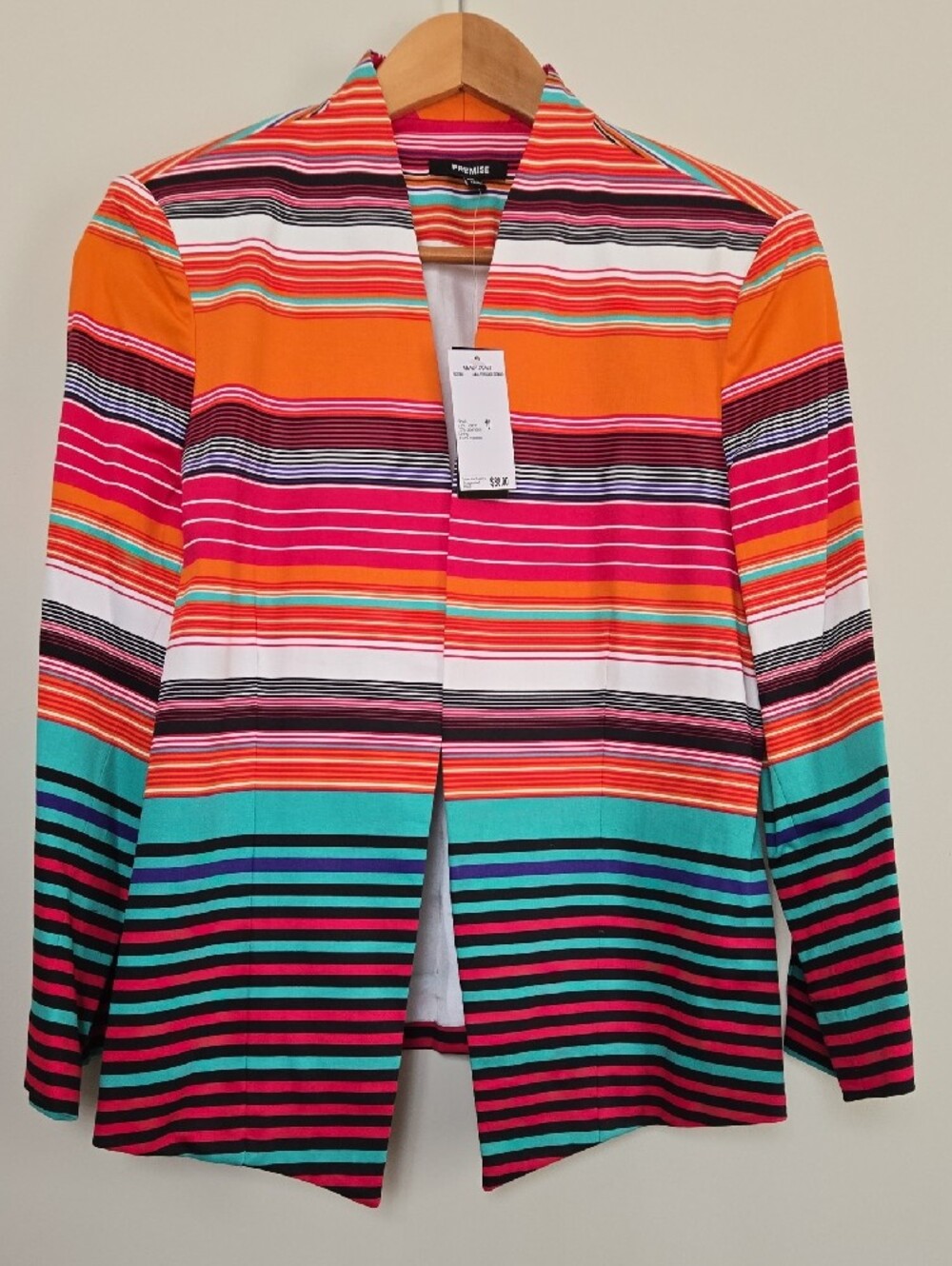 Premise Striped Blazer in Orange, Pink, Teal and Black